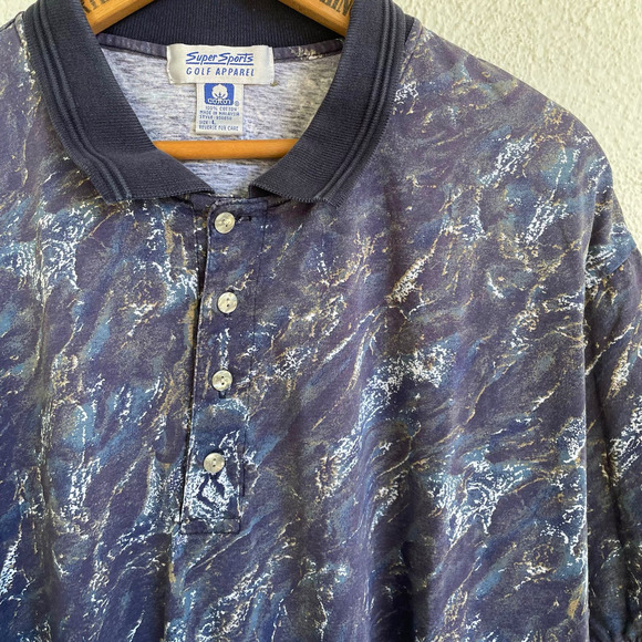 Vintage 90s Navy Purple Retro Polo by Super Sports Golf Apparel - Picture 3 of 6